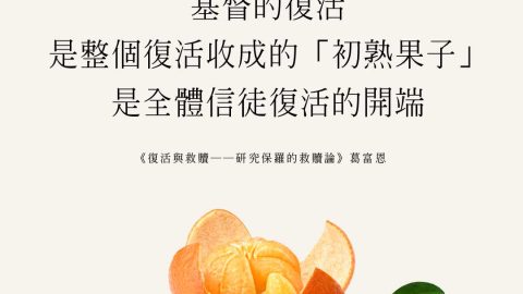 基督的復活是整個復活收成的「初熟果子」，是全部收成的最初部分。祂的復活具有代表性質，是全體信徒復活的開端。(復活與救贖(葛富恩))