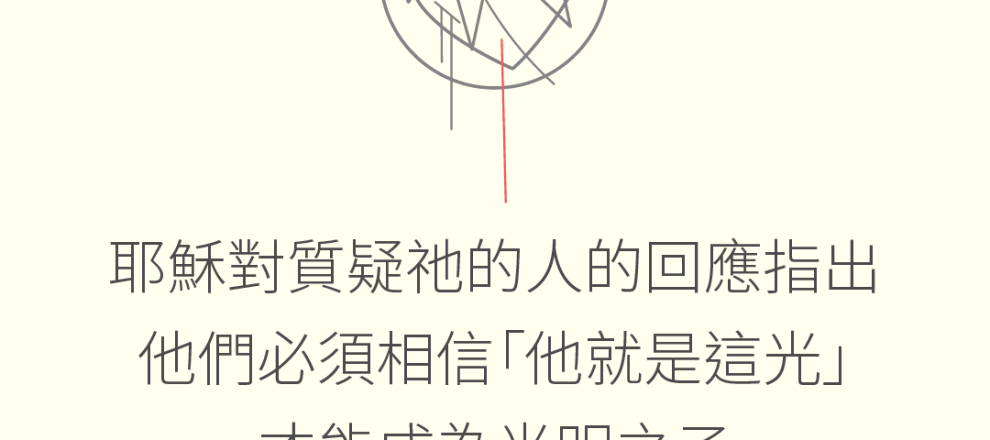 耶穌對質疑祂的人的回應指出他們必須相信「他就是這光」才能成為光明之子(從約翰福音看恩典的教義｜史督華)