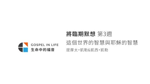 將臨期默想 第3週 這個世界的智慧與耶穌的智慧(提摩太凱勒) Advent Meditation Week 3_ The Wisdom of this World and the Wisdom of Jesus, Tim Keller